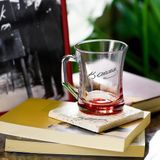 Lav Zen PlusCam Kupa Tekli 225 ml Atatürk İmzalı, Taban Boyalı Kırmızı Kulplu (Kahve/Çay Bardağı)