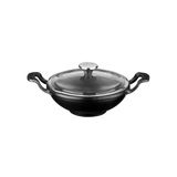 Lava 16 CM Siyah Yekpare Kulplu Cam Kapaklı Döküm Mini Wok