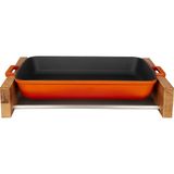 Lava 22x30 CM Turuncu Dikdörtgen Tepsi Ve Ahşap Altlığı