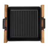 Lava 26x26 cm Metal Kulplu Ahşap Standlı Döküm Izgara Tava