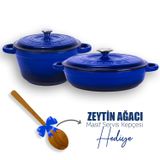 Lava 2x New Heritage Serisi Mavi Döküm Demir Tencere Tava Seti