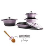 Lava 4X New Heritage Serisi 28 cm Mor Döküm Demir Tencere Seti