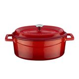 Lava cookware Trendy dökme demir emaye güveç tenceresi/Kızartma Tavası, oval, 25 cm, 3,19 L, kırmızı
