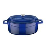 Lava cookware Trendy dökme demir emaye güveç tenceresi/Kızartma Tavası, oval, 25 cm, 3,19 L, mavi