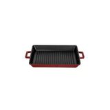 Lava Dikdörtgen 26X32 Cm Bordo Metal Kulplu Demir Döküm Izgara Tavası