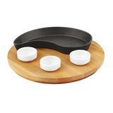 Lava Döküm 10x20 CM Damla Formlu Kayın Servis Ahşabı ve Yingyang Fajita Tabağı LV ECO FT D 1020 K4