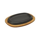 Lava Döküm 12x19 CM Oval Fajita Tabağı ve Kayın Servis Ahşabı LV ECO HP 1219 T13 K4