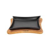 Lava Döküm 13x17 CM Dikdörtgen Servis Tabağı ve Ahşap Altlığı LV HRC 068 AH 068 PL