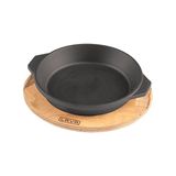 Lava Döküm 16 CM Yuvarlak Servis Tabağı ve Ahşap Altlığı LV HRC 061 AH 061 PL