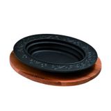 Lava Döküm 21x16 CM Ahşap Altlıklı Oval Döner, Kebap Tabağı