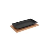 Lava Döküm 30x15 cm Dikdörtgen Servis Tabağı ve Kayın Servis Ahşabı