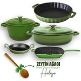 Lava Döküm 5X New Heritage Serisi Yeşil Döküm Demir Tencere ve Tava Seti