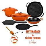 Lava Döküm 6x Trendy Serisi 9 Parça Tencere ve Tava Seti Turuncu
