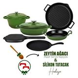 Lava Döküm 6x Trendy Serisi 9 Parça Tencere ve Tava Seti Yeşil