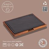 Lava Döküm Ahşap Ve Döküm Demir Hot Plate Servis Tahtası. Ölçü 24x33cm. Kahverengi