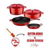 Lava Döküm Çeyiz Seti - Mutfakta Uzun Yıllar Güvenle Kullanım Kırmızı