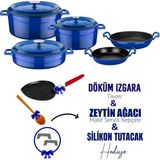 Lava Döküm Çeyiz Seti - Sağlıklı Ve Uzun Ömürlü Mutfak Seti Mavi