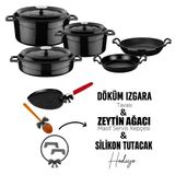 Lava Döküm Çeyiz Seti - Sağlıklı Ve Uzun Ömürlü Mutfak Seti Siyah