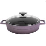 Lava Döküm Çok Amaçlı Glaze Serisi Çap 28 cm Mor Yayvan Tencere