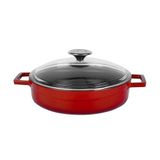 LAVA DÖKÜM ÇOK AMAÇLI YAYVAN TENCERE ÇAP(Ø) 24CM -GLAZE KIRMIZI
