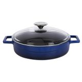 LAVA DÖKÜM ÇOK AMAÇLI YAYVAN TENCERE ÇAP(Ø) 28CM -GLAZE MAVİ