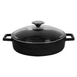 LAVA DÖKÜM ÇOK AMAÇLI YAYVAN TENCERE ÇAP(Ø) 28CM -GLAZE SİYAH