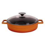 LAVA DÖKÜM ÇOK AMAÇLI YAYVAN TENCERE ÇAP(Ø) 28CM -GLAZE TURUNCU