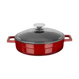 Lava Döküm Çok Amaçlı Yayvan Tencere. Glaze Serisi Çap(Ø)24Cm. - Kırmızı Kırmızı