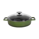 Lava Döküm Çok Amaçlı Yayvan Tencere. Glaze Serisi Çap(Ø)24Cm. - Kırmızı Yeşil