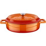 Lava Döküm Çok Amaçlı Yayvan Tencere. Trendy Serisi Çap(Ø)24cm. - Turuncu - 24 cm
