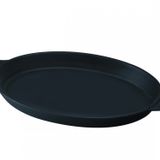 Lava Döküm Demir Yekpare Çift Kulplu 18x24 cm Siyah Döküm Oval Fajita Tabağı