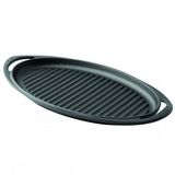 Lava Döküm Demir Yekpare Kulplu 23x40 cm Oval Izgara Tavası