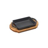Lava Döküm Dikdörtgen Sahan Döküm Demir Yekpare Çift Kulplu Kayın Servis Ahşabı Ölçü 12x15cm.