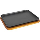 Lava Döküm Dikdörtgen Servis Tabağı Kayın Servis Ahşabı. Ölçü 34X25CM. - Siyah