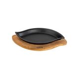 Lava Döküm Dikdörtgen Servis Tabağı ve Ahşap Altlığı Ölçü 15x26 CM