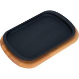 Lava Döküm Dikdörtgen Servis Tabağı ve Kayın Servis Ahşabı. Ölçü 32x20cm. - 1 Adet