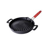 Lava Döküm Genghis Khan Grill Çift Kulp ve Silikon Tel Saplı 32 cm Yuvarlak Izgara Tavası