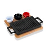 LAVA DÖKÜM HOT PLATE VE AHŞAP ALTLIĞI, DIKDÖRTGEN, 22X15CM. - LV AS 125-2