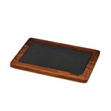 Lava Döküm Iroko Ağacı Dikdörtgen Servis Ahşabı ve Döküm Demir Plaka. Ölçü 20X30CM.