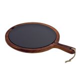 Lava Döküm Iroko Servis Tahtası ve Döküm Demir Plaka Ölçü 34 cm