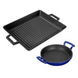 LAVA Döküm Izgara Tava 26x32 & 20 cm Sahan Set - Gerçek Izgara Lezzeti Evde