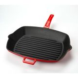 Lava Döküm Izgara Tavası 26 x 32 cm Metal Saplı Kırmızı - 26 cm