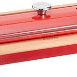 Lava Döküm Kırmızı 11x29 cm Ekmek Kabı ve Ahşap Standı