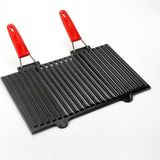 Lava Döküm Mangal Izgarası Çift Silikon Kulplu 25X40 cm - 10 cm