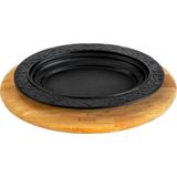 Lava Döküm Oval Döner, Kebap Tabağı Kayın Servis Ahşabı. Ölçü 32x23cm. - 1 Adet