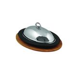 Lava Döküm Oval Döner, Kebap Tabağı Kayın Servis Ahşabı ve Bakır Dövme Formlu Kapak Ölçü 32x23cm.