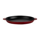 Lava Döküm Oval Fajita Tabağı Döküm Demir Yekpare Çift Kulplu Ölçü 18X24cm.-Bordo