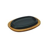 Lava Döküm Oval Fajita Tabağı Kayın Servis Ahşabı Ölçü 12x19cm.