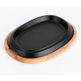 Lava Döküm Oval Fajita Tabağı Kayın Servis Ahşabı Ölçü 26x19cm. - 1 Adet