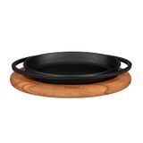 Lava Döküm Oval Sahan Döküm Demir Yekpare Çift Kulplu Kayın Servis Ahşabı Ölçü 21x14cm.